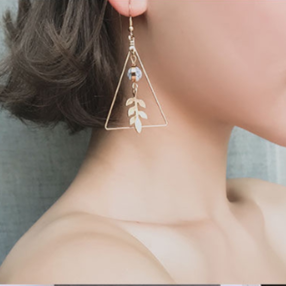 Leaf Geometric Drop Earrings